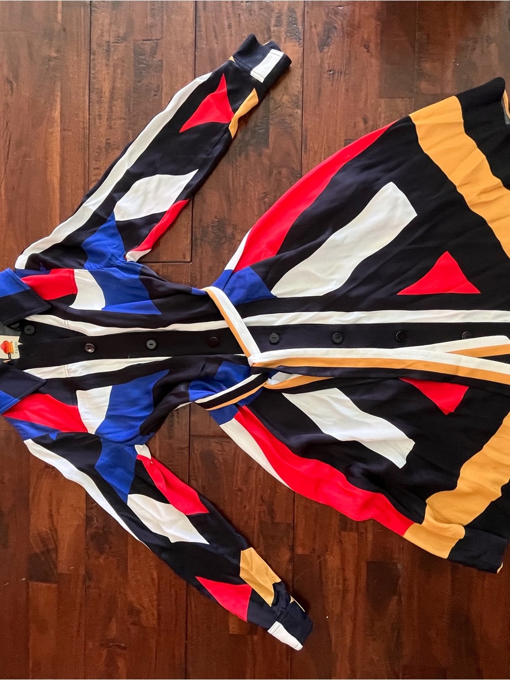 FARM Rio Multicolor Chevron-Panel Long Sleeve Shirt Dress - Picture 4 of 4